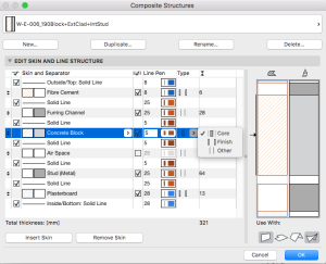 Composite Structures Dialog Box (Options > Element Attributes > Composites)