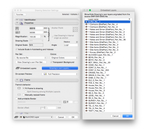Drawing Selection Settings – Embedded layers selection